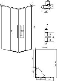 Grossman  Душевой уголок Galaxy 120x80x195 профиль черный матовый стекло шиншилла – фотография-11